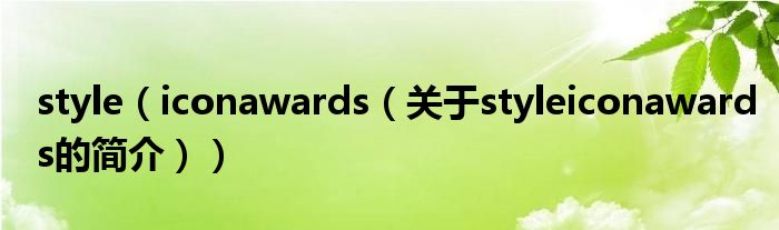 style（iconawards（關(guān)于styleiconawards的簡(jiǎn)介））