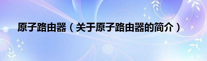 原子路由器（關(guān)于原子路由器的簡介）