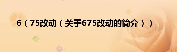 6（75改動(dòng)（關(guān)于675改動(dòng)的簡(jiǎn)介））