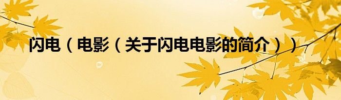 閃電（電影（關(guān)于閃電電影的簡(jiǎn)介））