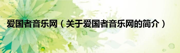 愛國者音樂網(wǎng)（關(guān)于愛國者音樂網(wǎng)的簡(jiǎn)介）