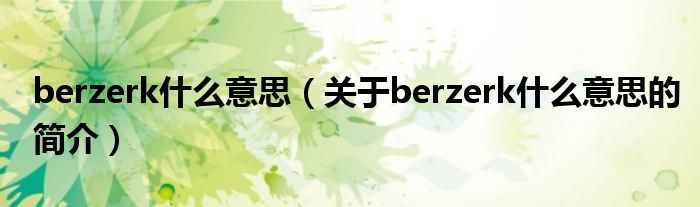 berzerk什么意思（關(guān)于berzerk什么意思的簡介）