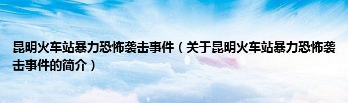 昆明火車站暴力恐怖襲擊事件（關(guān)于昆明火車站暴力恐怖襲擊事件的簡(jiǎn)介）