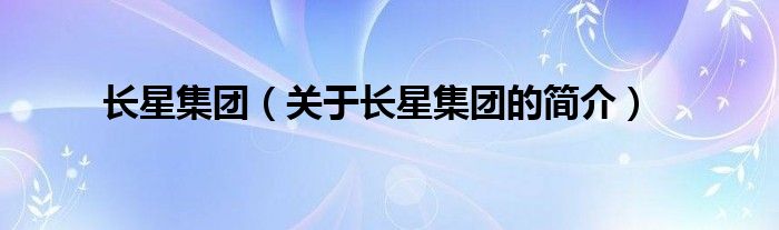 長星集團（關(guān)于長星集團的簡介）