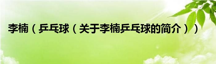 李楠（乒乓球（關(guān)于李楠乒乓球的簡(jiǎn)介））