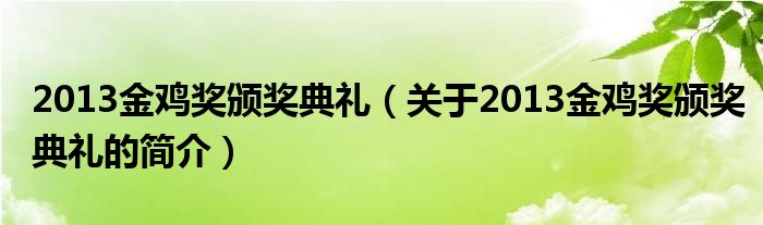 2013金雞獎頒獎典禮（關于2013金雞獎頒獎典禮的簡介）