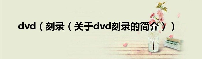 dvd（刻錄（關(guān)于dvd刻錄的簡(jiǎn)介））