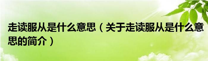 走讀服從是什么意思（關(guān)于走讀服從是什么意思的簡介）