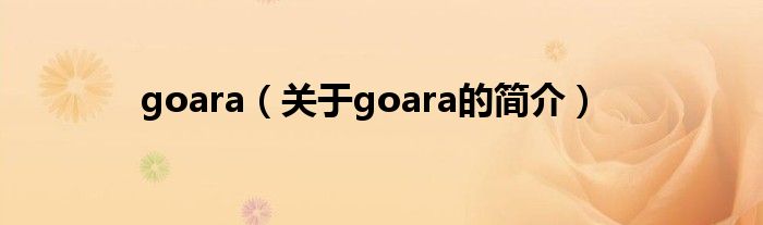 goara（關于goara的簡介）