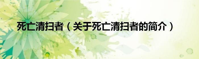 死亡清掃者（關(guān)于死亡清掃者的簡介）