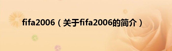 fifa2006（關(guān)于fifa2006的簡(jiǎn)介）