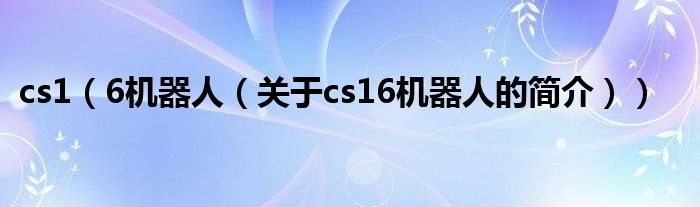 cs1（6機(jī)器人（關(guān)于cs16機(jī)器人的簡(jiǎn)介））