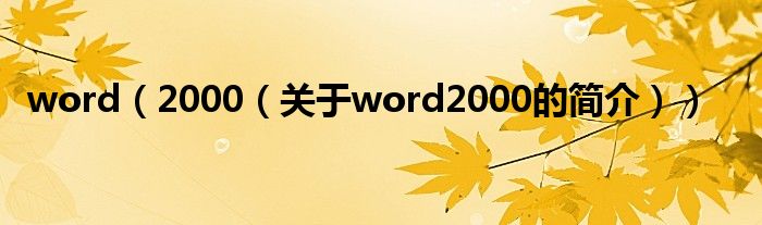 word（2000（關(guān)于word2000的簡(jiǎn)介））