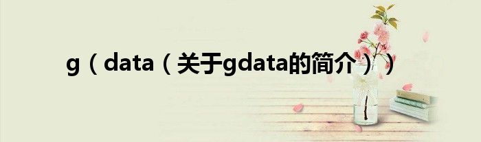 g（data（關(guān)于gdata的簡介））