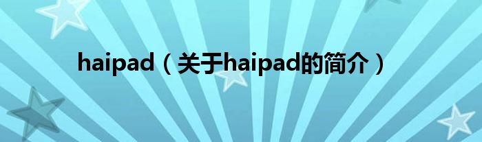 haipad（關于haipad的簡介）