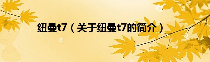 紐曼t7（關于紐曼t7的簡介）