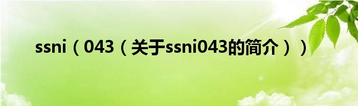 ssni（043（關(guān)于ssni043的簡介））