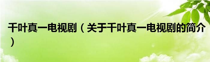 千葉真一電視劇（關(guān)于千葉真一電視劇的簡介）