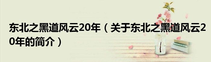 東北之黑道風云20年（關于東北之黑道風云20年的簡介）