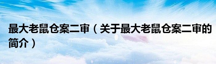 最大老鼠倉(cāng)案二審（關(guān)于最大老鼠倉(cāng)案二審的簡(jiǎn)介）