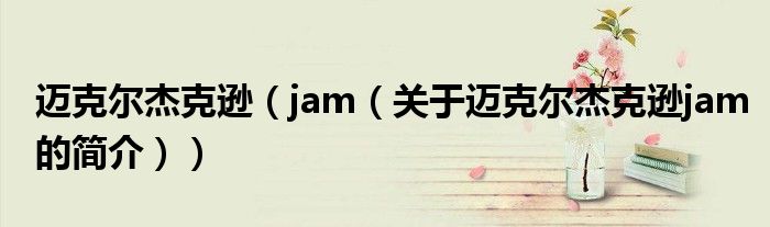 邁克爾杰克遜（jam（關于邁克爾杰克遜jam的簡介））