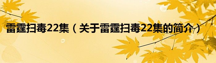 雷霆掃毒22集（關(guān)于雷霆掃毒22集的簡介）