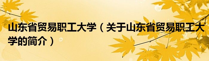 山東省貿(mào)易職工大學（關于山東省貿(mào)易職工大學的簡介）