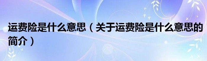 運(yùn)費(fèi)險(xiǎn)是什么意思（關(guān)于運(yùn)費(fèi)險(xiǎn)是什么意思的簡介）