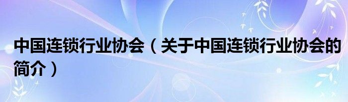 中國(guó)連鎖行業(yè)協(xié)會(huì)（關(guān)于中國(guó)連鎖行業(yè)協(xié)會(huì)的簡(jiǎn)介）