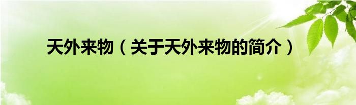 天外來(lái)物（關(guān)于天外來(lái)物的簡(jiǎn)介）