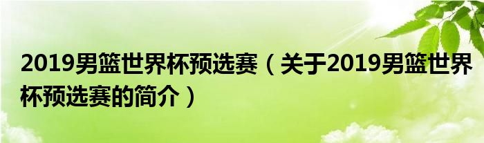 2019男籃世界杯預選賽（關(guān)于2019男籃世界杯預選賽的簡介）