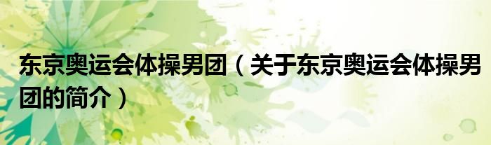 東京奧運(yùn)會(huì)體操男團(tuán)（關(guān)于東京奧運(yùn)會(huì)體操男團(tuán)的簡介）