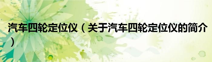 汽車四輪定位儀（關(guān)于汽車四輪定位儀的簡(jiǎn)介）