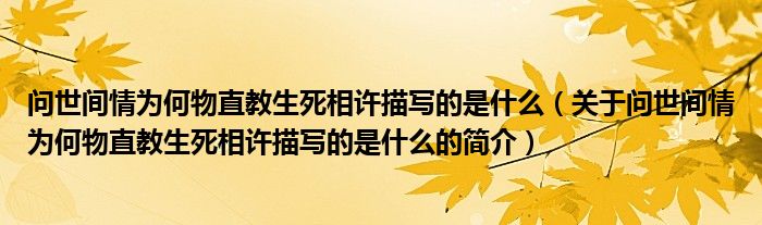 問(wèn)世間情為何物直教生死相許描寫(xiě)的是什么（關(guān)于問(wèn)世間情為何物直教生死相許描寫(xiě)的是什么的簡(jiǎn)介）