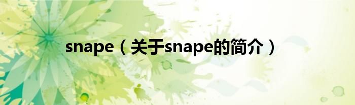 snape（關于snape的簡介）