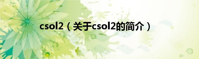 csol2（關(guān)于csol2的簡介）