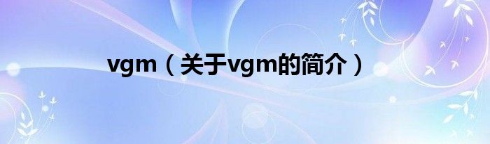 vgm（關(guān)于vgm的簡介）