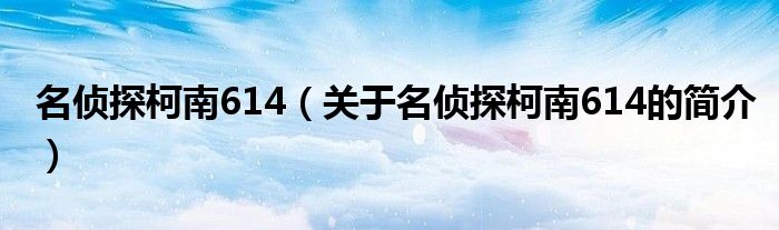 名偵探柯南614（關(guān)于名偵探柯南614的簡(jiǎn)介）