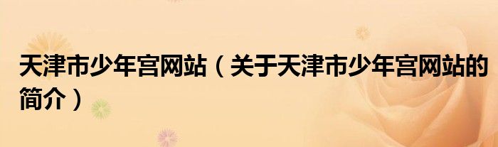 天津市少年宮網(wǎng)站（關(guān)于天津市少年宮網(wǎng)站的簡介）