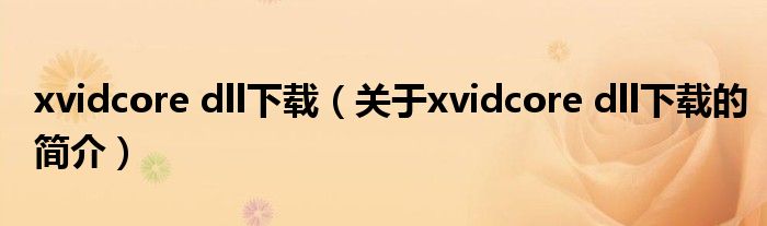 xvidcore dll下載（關(guān)于xvidcore dll下載的簡介）