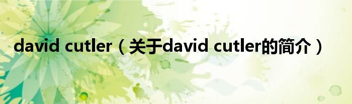 david cutler（關于david cutler的簡介）