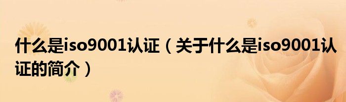 什么是iso9001認證（關于什么是iso9001認證的簡介）