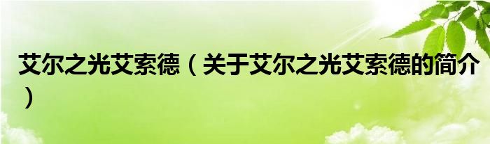 艾爾之光艾索德（關(guān)于艾爾之光艾索德的簡介）