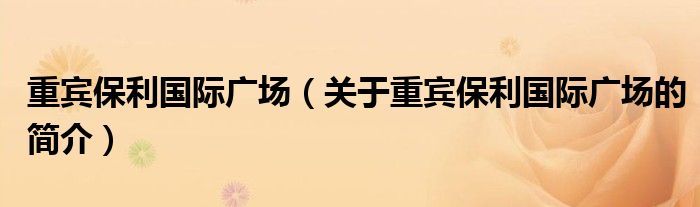 重賓保利國際廣場（關(guān)于重賓保利國際廣場的簡介）