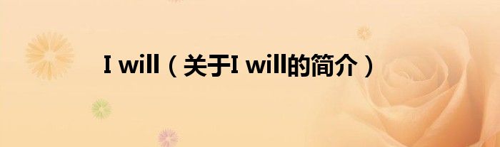 I will（關(guān)于I will的簡(jiǎn)介）