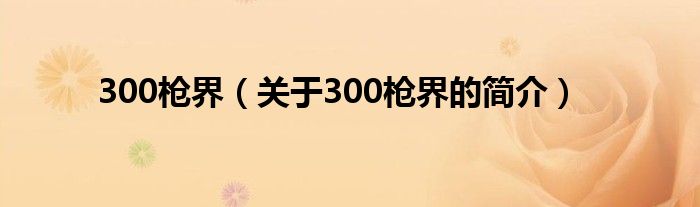 300槍界（關于300槍界的簡介）