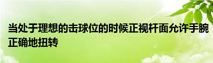 當(dāng)處于理想的擊球位的時(shí)候正視桿面允許手腕正確地扭轉(zhuǎn)