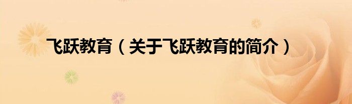 飛躍教育（關(guān)于飛躍教育的簡(jiǎn)介）