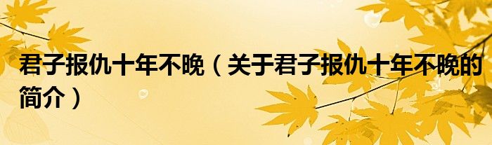 君子報仇十年不晚（關(guān)于君子報仇十年不晚的簡介）