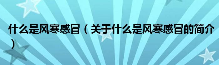 什么是風(fēng)寒感冒（關(guān)于什么是風(fēng)寒感冒的簡介）